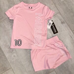 Messi Collection Kids Unisex 2 Piece Set Size 5 Pink Soccer Jersey Shorts Outfit